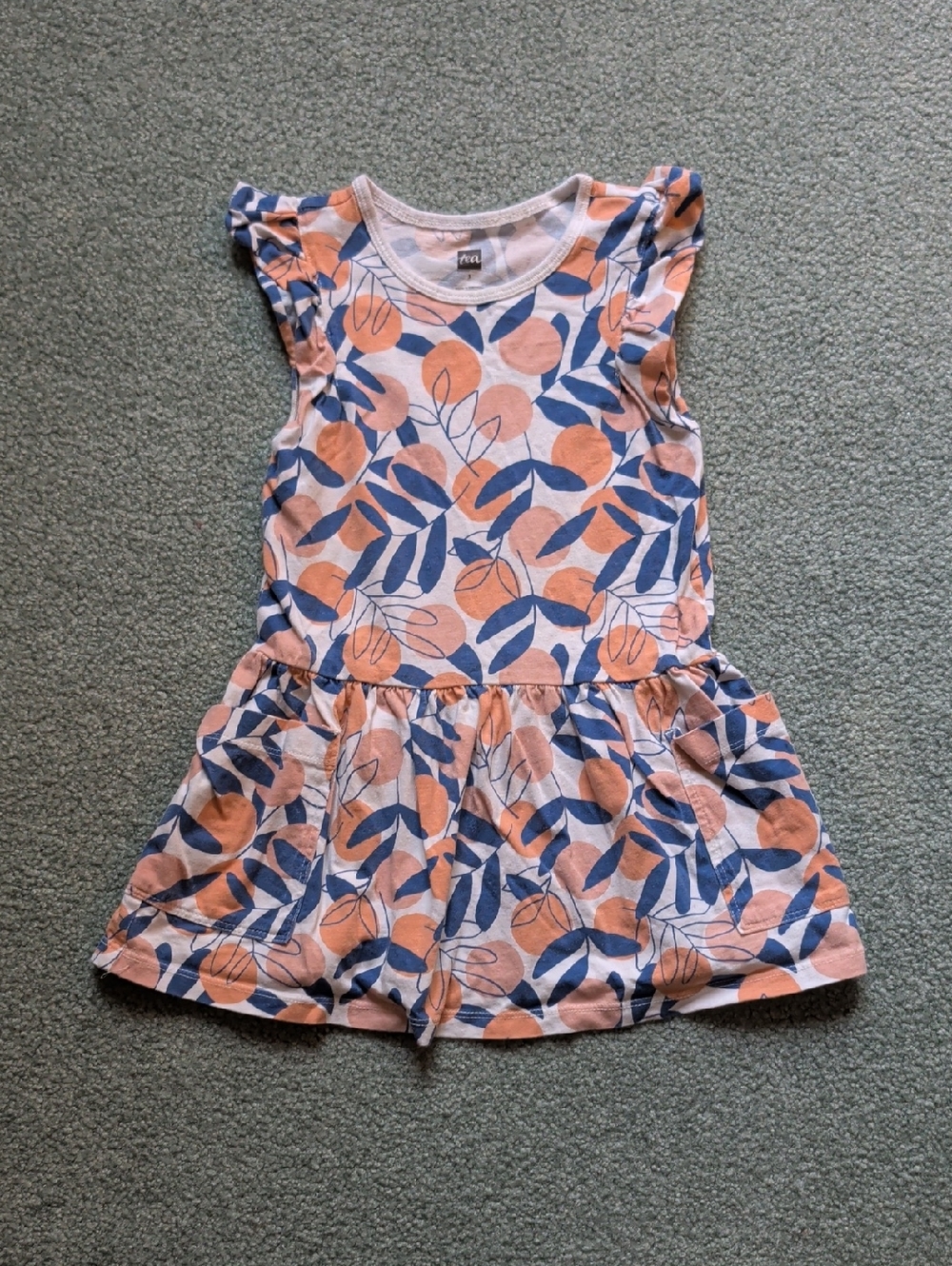 Tea Collection Girls' Floral Summer Dress in Peach, Blue & White